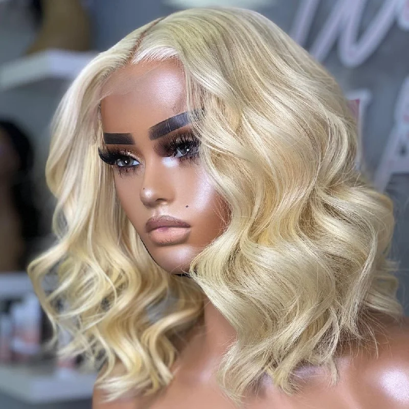 13x4|13x6 HD Lace 613 Blonde Human Hair Lace Wig | Body Wave Bob