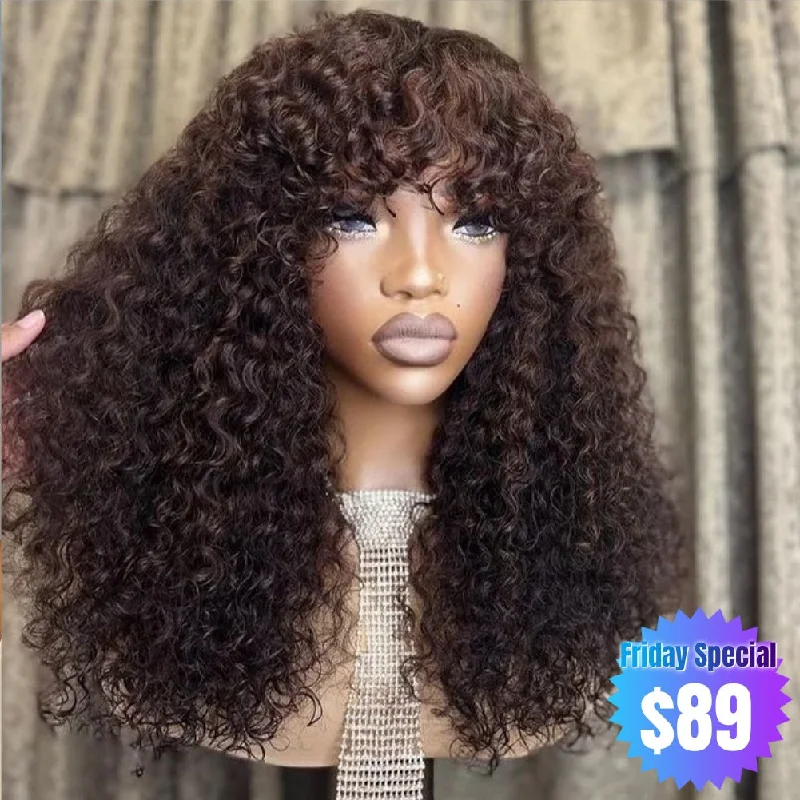 【Friday Special】Adelina | Preplucked Virgin Human Hair Lace Wig | Curly With Bang