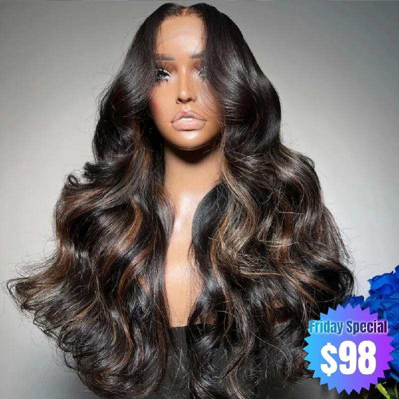 【Friday Special】Adria | Body Wave Highlights Preplucked Human Hair Lace Front Wig