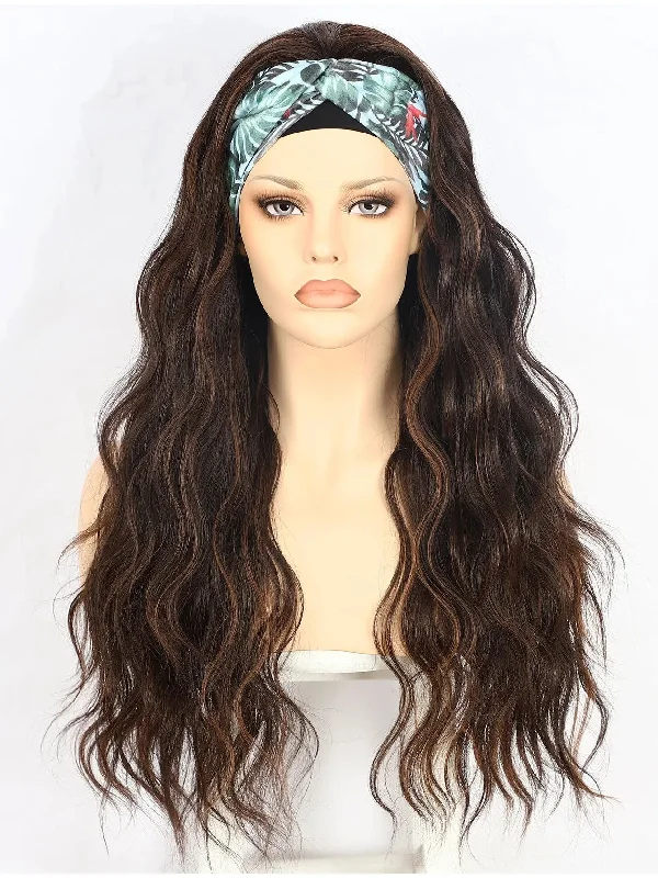 Anogol Synthetic Headband Wig Beige Long Loose Wave