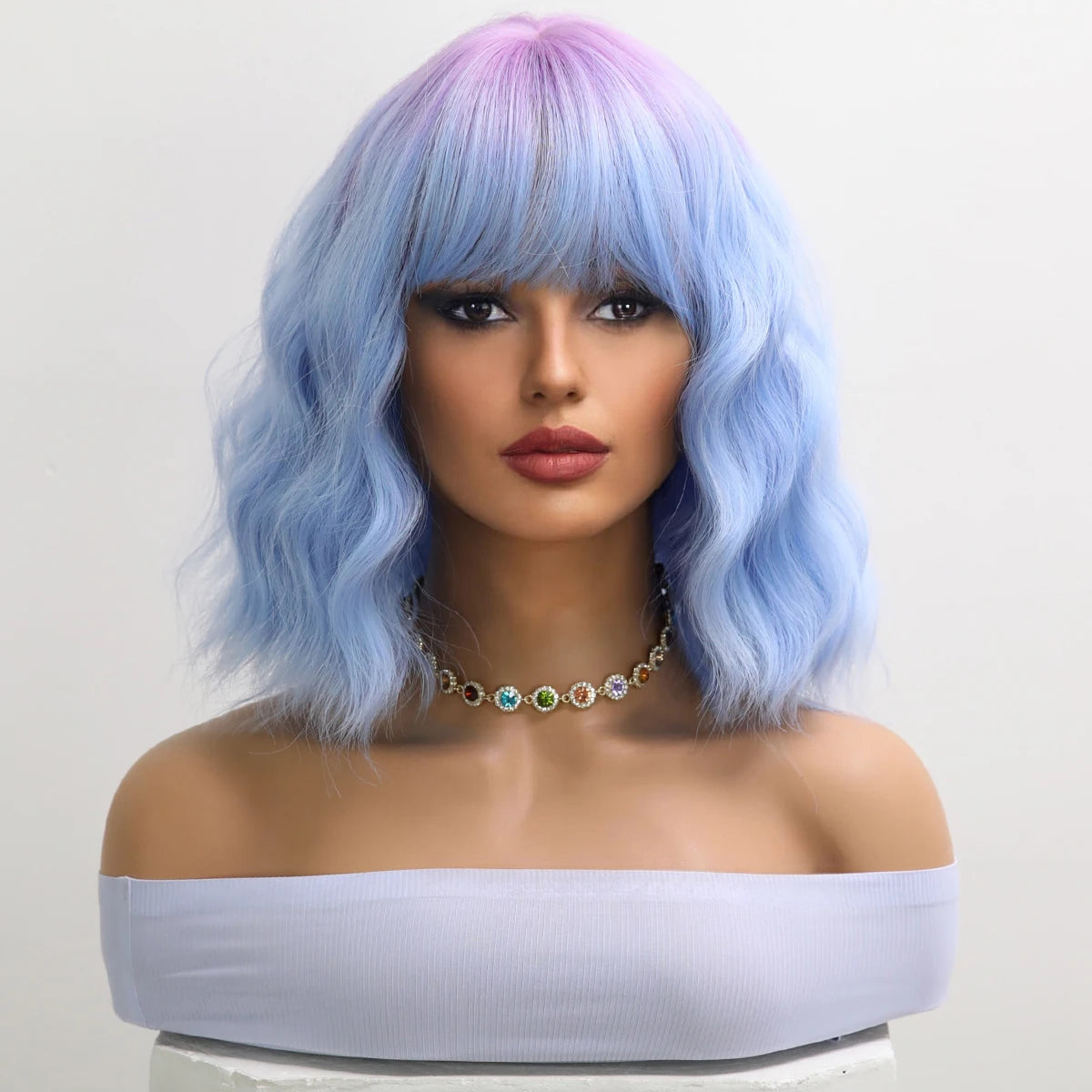 Blue Purple Crossdressing Wig