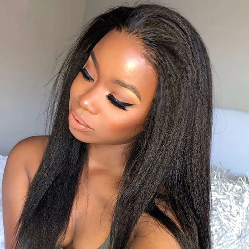 Emily| Relaxed Light Yaki Preplucked Human Hair Lace Front Wig