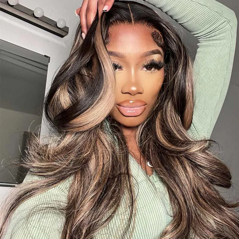 Felicia | Body Wave Balayage Highlight Preplucked Human Hair Lace Front Wig