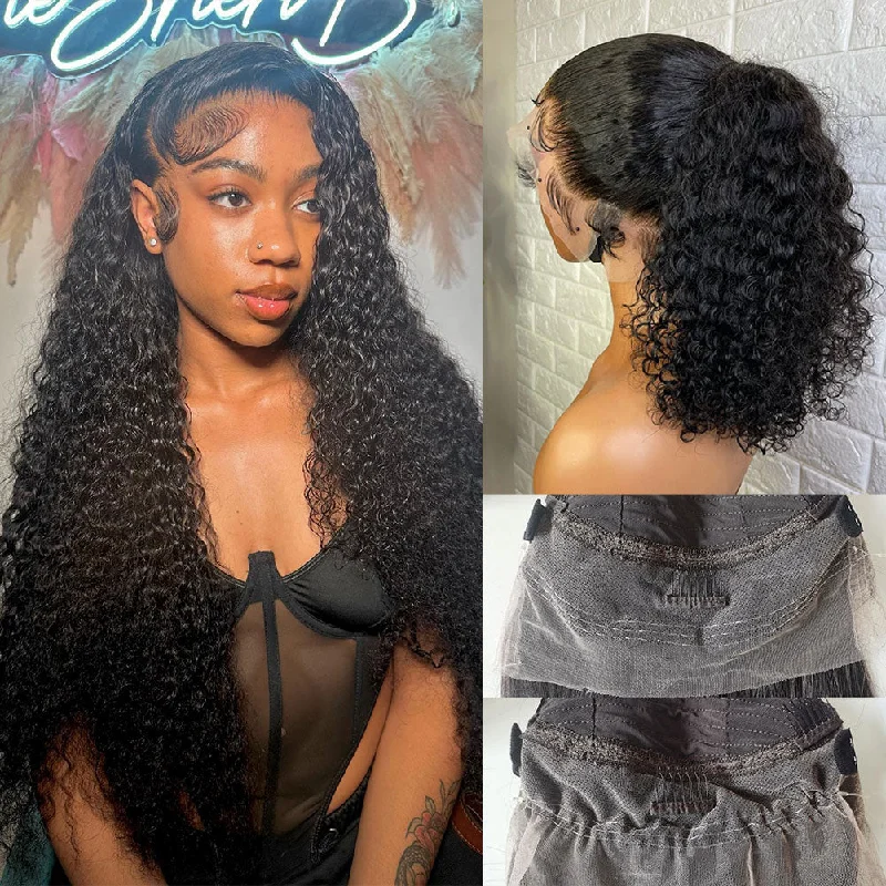 CLEARANCE 360 Lace Invisible Strap 250% Human Hair Lace Wig Curly