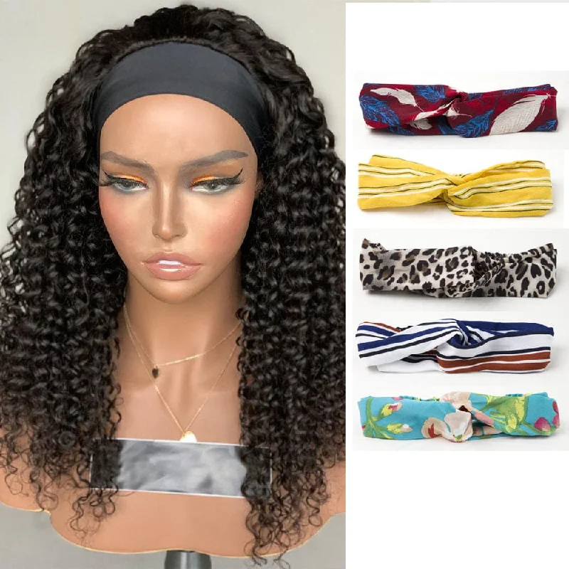 Glueless Headband Wig Virgin Human Hair Curly