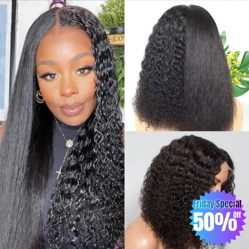 【Friday Special 50% Off】Skin Melt Lace 2 in 1 Preplucked Human Hair 13x6 Lace Front Wig | WET & WAVY REVERTIBLE WIG