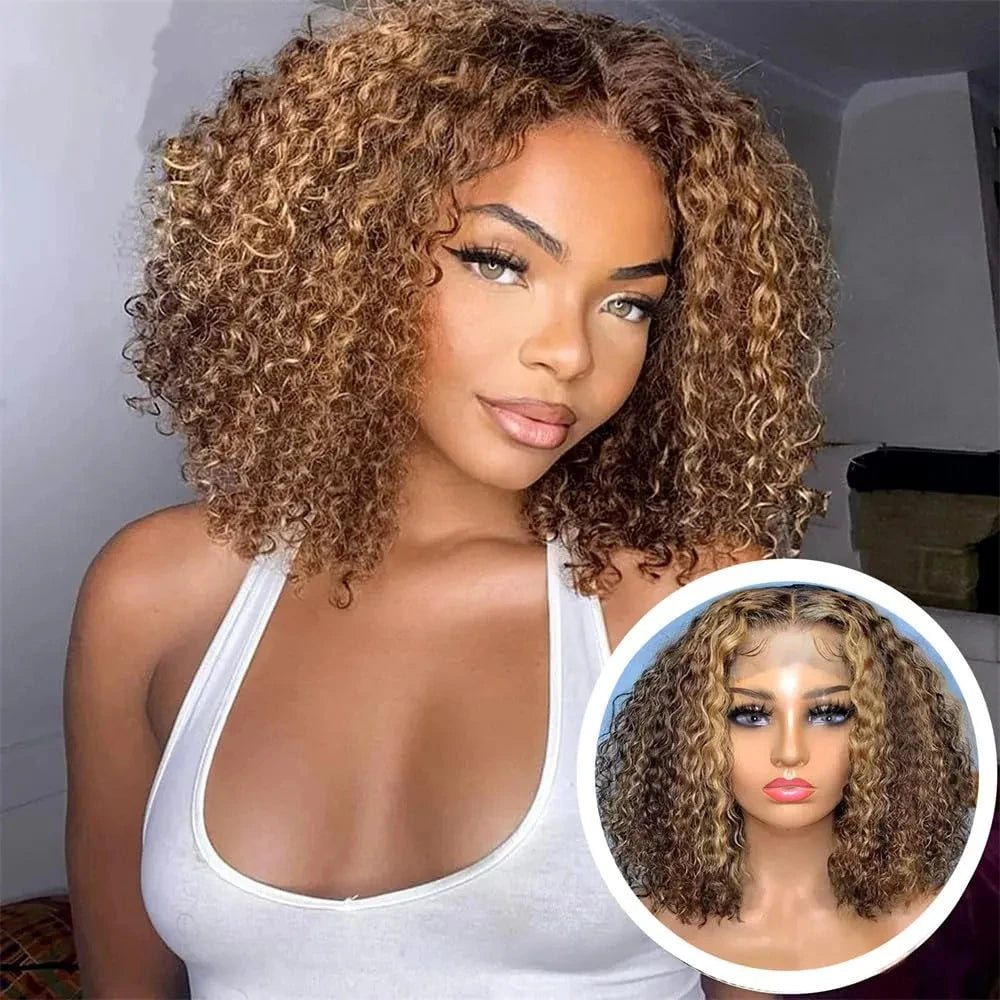 Imana | 13x6 Virgin Human Hair Highlight Curly Bob Lace Front Wig