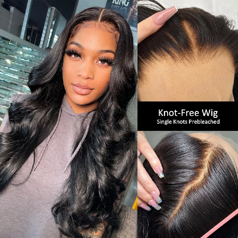 KNOT-FREE - 13x6 Skin Melt Lace Preplucked Human Hair Frontal Wig | Body Wave