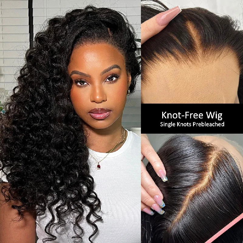 KNOT-FREE - 13x6 Skin Melt Lace Preplucked Human Hair Frontal Wig | Kinky Loose