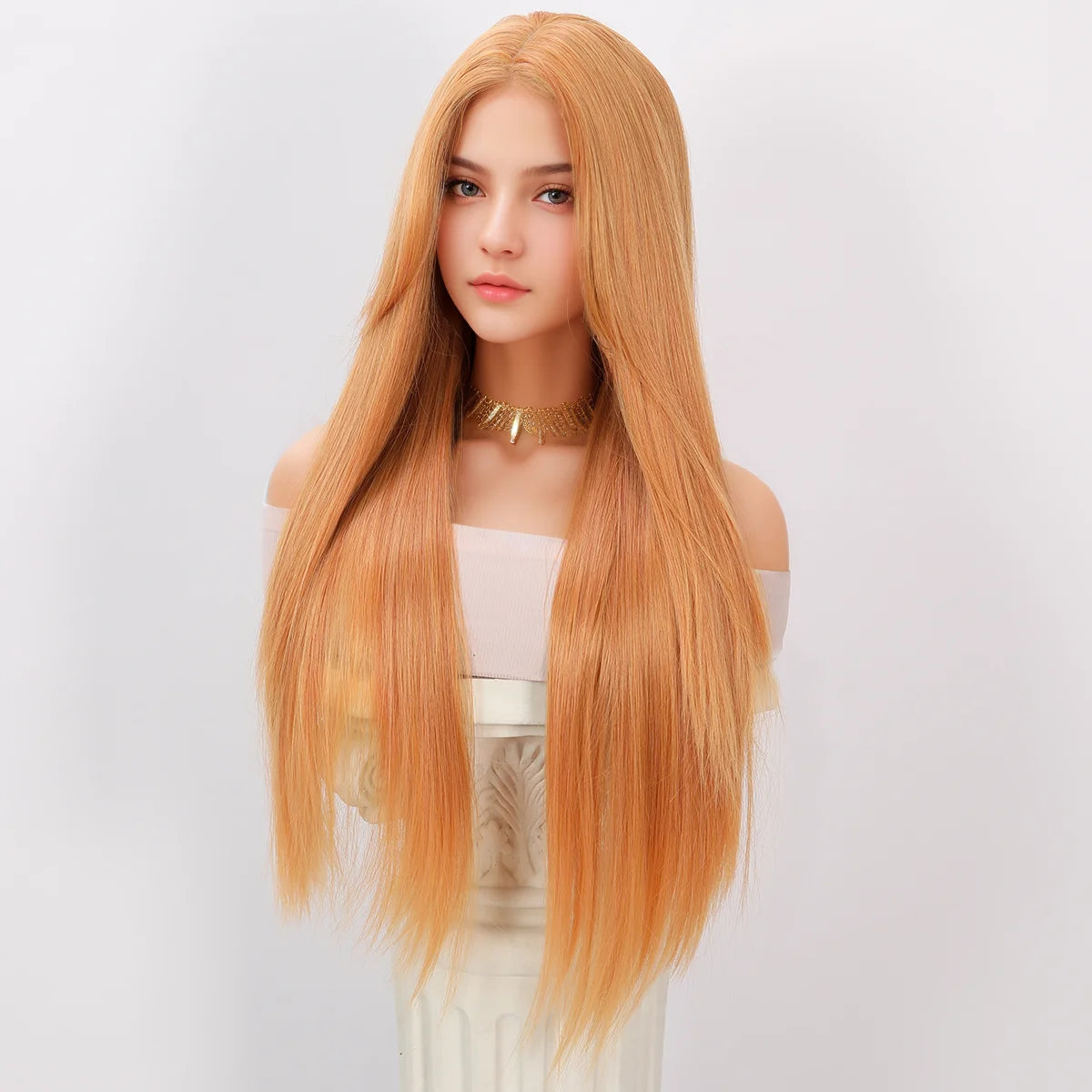 Long Orange Crossdressing Wig