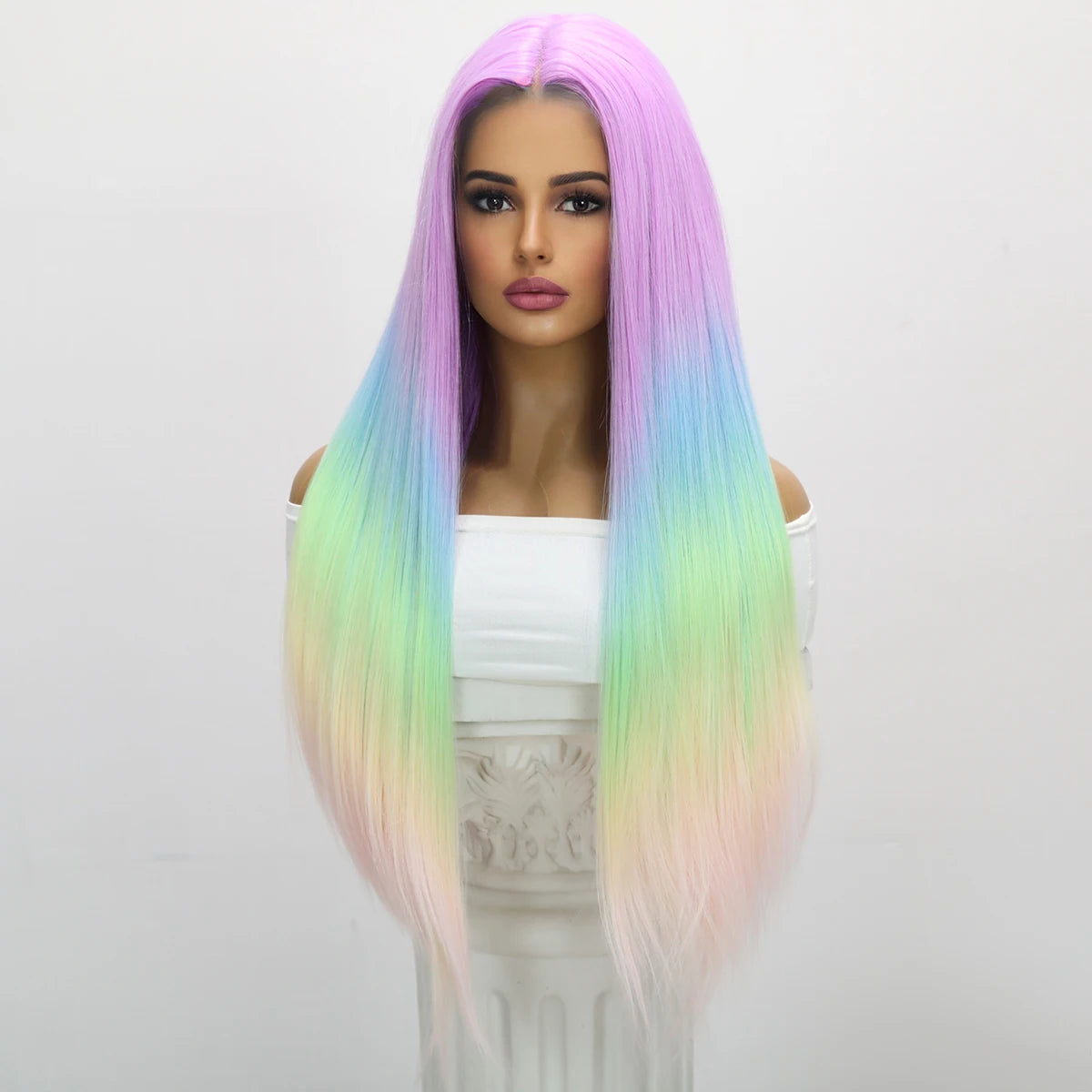 Long Rainbow Crossdressing Wig