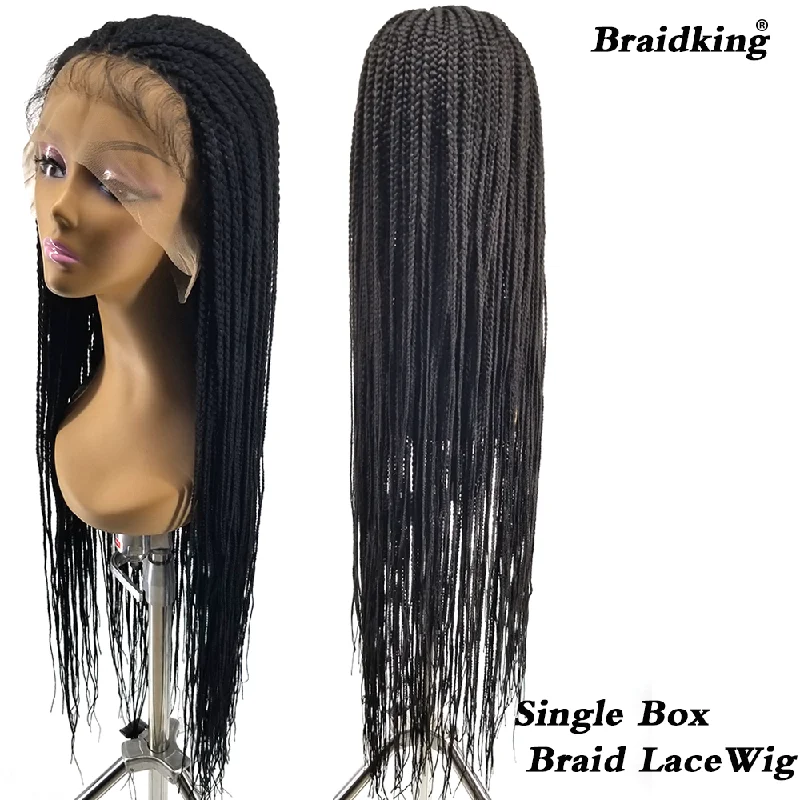 New Arrival Synthetic Single Box Braid Lace Front Wig Natural Long Straight Braiding Hair #1 #1B #2color available for Daily Use