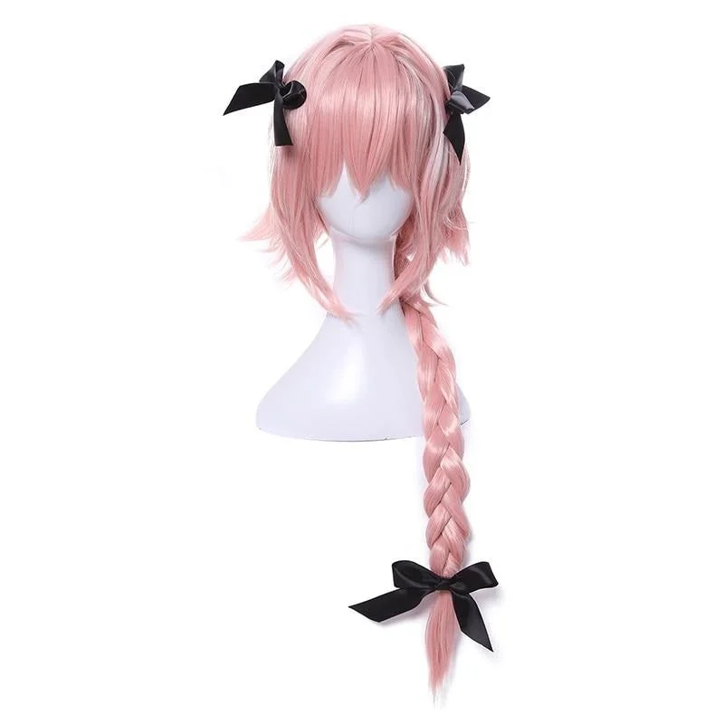 Pink Braided Wig with Bangs