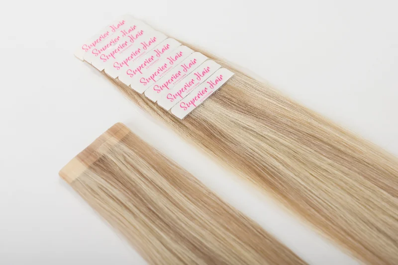 #18/613 Ash Blonde Highlights Ultra Seamless Tape In Extensions