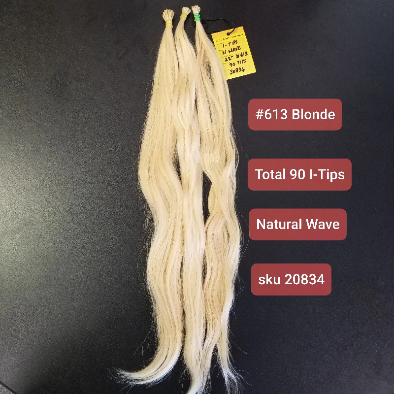 22 Inch Micro Ring/I Tip Keratin Hair Extensions - 613 Platinum Blonde - Total 90 strands - 30834