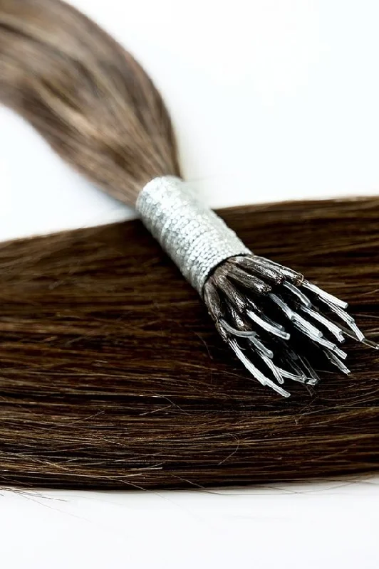 #4A Medium Ash Brown Nano Tip Hair Extensions