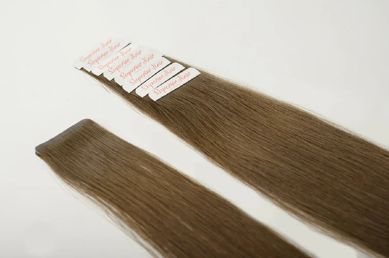 #4A Medium Ash Brown Ultra Seamless Tape In Extensions