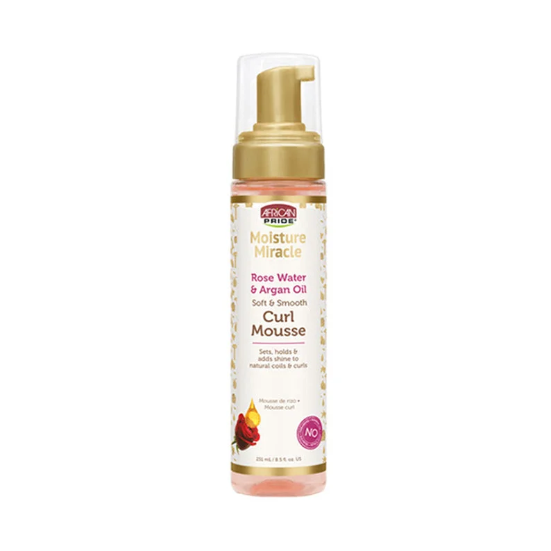 AFRICAN PRIDE MOISTURE MIRACLE Rose Water & Argan Oil Curl Mousse 8.5oz