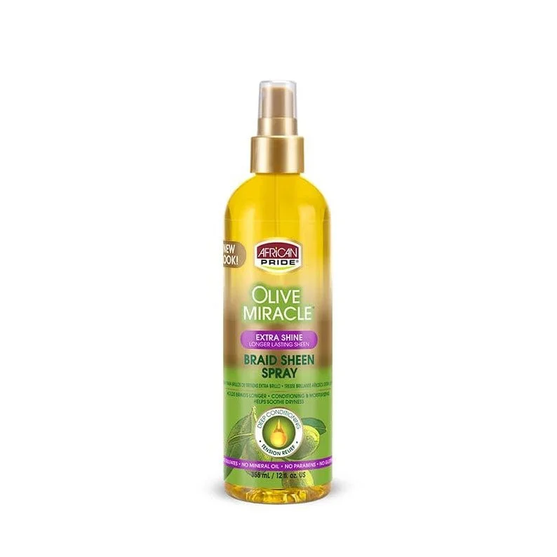 AFRICAN PRIDE Olive Miracle Braid Sheen Spray 12OZ [EXTRA SHINE]