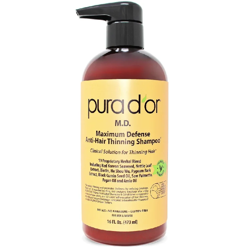 PURA D'OR M.D. Anti-Hair Thinning Shampoo with Coal Tar 16oz