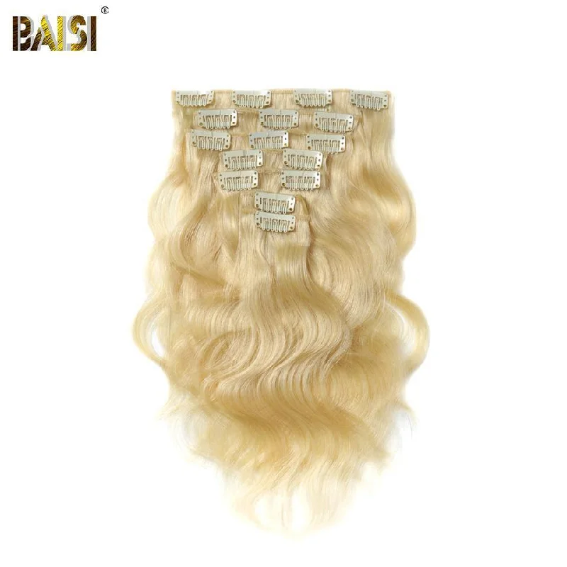 BAISI Body Wave Clip Ins Hair Extensions Blonde