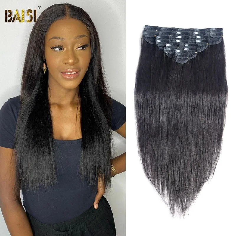 BAISI Straight Clip Ins Hair Extensions 8Pcs And 120g/Set