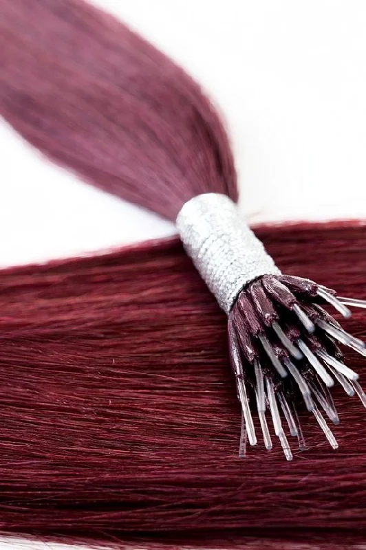 #Burgundy Nano Tip Hair Extensions