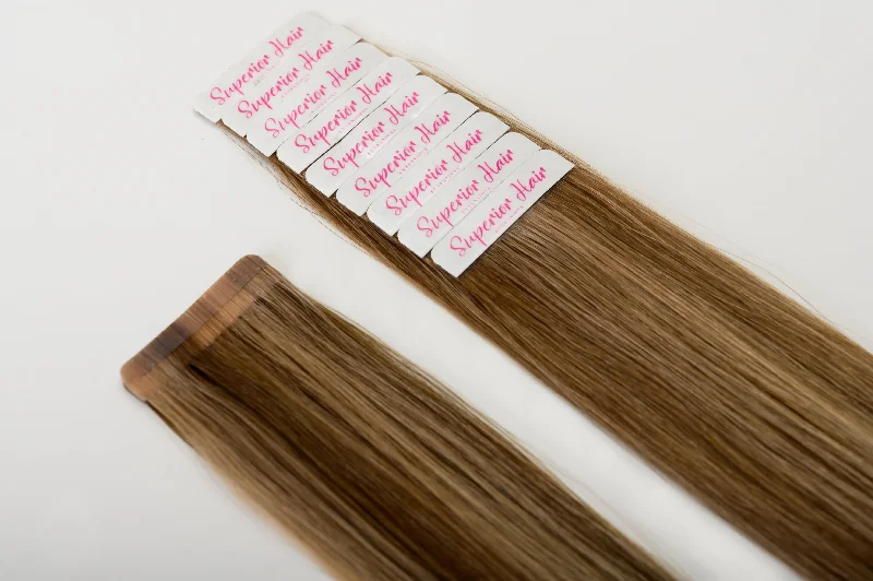 #Chestnut Brown Highlights Ultra Seamless Tape In Extensions