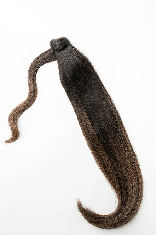 #Dark Brown Balayage Ponytail Extensions