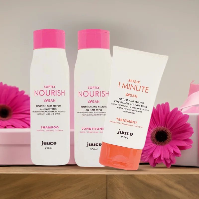 Juuce Softly Nourish Shampoo, Conditioner & 1 Minute Trio